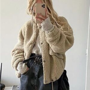EUC ba&sh Cream Teddy Jacket